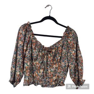 Women's NWT Suite 2939 Cropped Floral Peasant Top Size XL - 3FOR$25 -